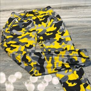 Yellow and Gray Camouflage Joggers EUC Sz S/M